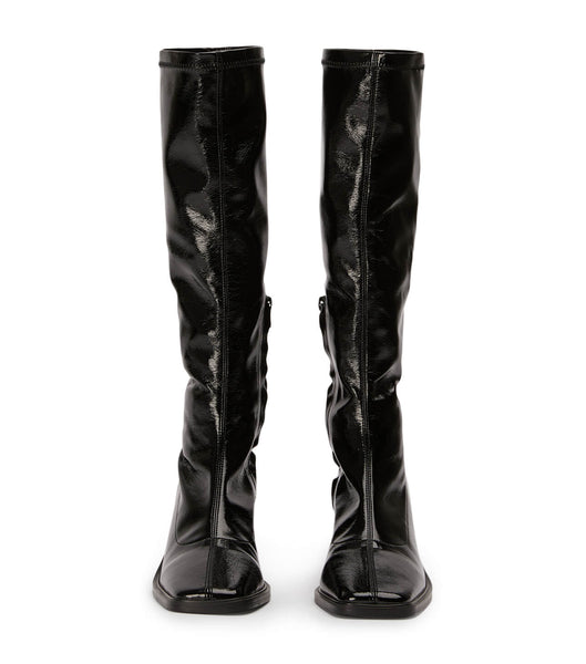 Botas de media pantorrilla Tony Bianco Damon Black Crinkle Charol 7.5cm Negras | ARIIZ86938