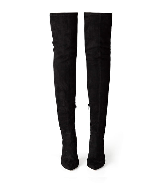 Botas de tacón de aguja Tony Bianco Avah Black Stretch Gamuza 10.5cm Negras | EARVG14062