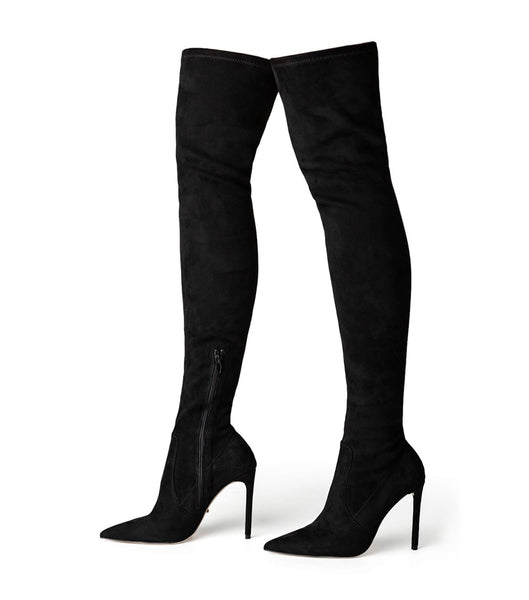Botas de tacón de aguja Tony Bianco Avah Black Stretch Gamuza 10.5cm Negras | EARVG14062