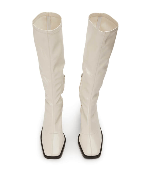 Botas hasta las rodillas Tony Bianco Damon Ecru Crinkle Charol 7.5cm Blancas | AARDF67563