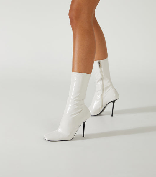Botines Tony Bianco Remie Ecru Crinkle Charol 10.5cm Blancas | YARVQ29042
