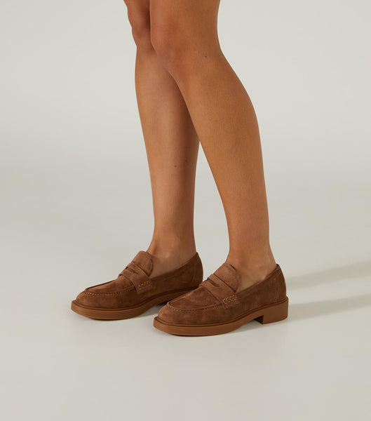 Loafers Tony Bianco Cherish Saddle Gamuza 4.5cm Marrones | UARND65029