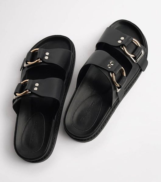 Sandalias Planas Tony Bianco Hunter Black Como 3.5cm Negras | UARND58830