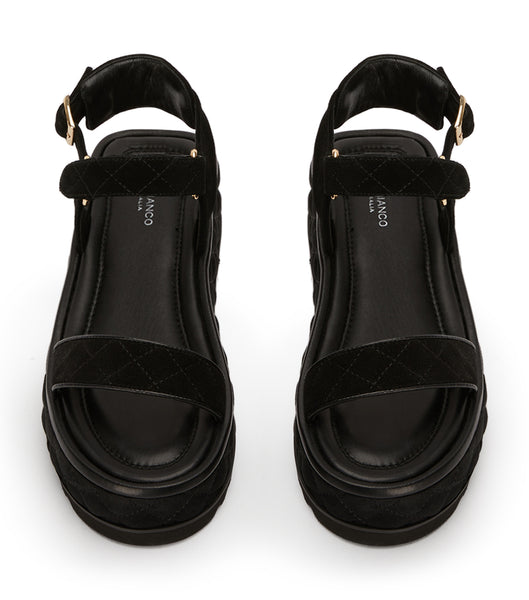 Sandalias Planas Tony Bianco Zahara Black Gamuza 6cm Negras | ARNZX85717