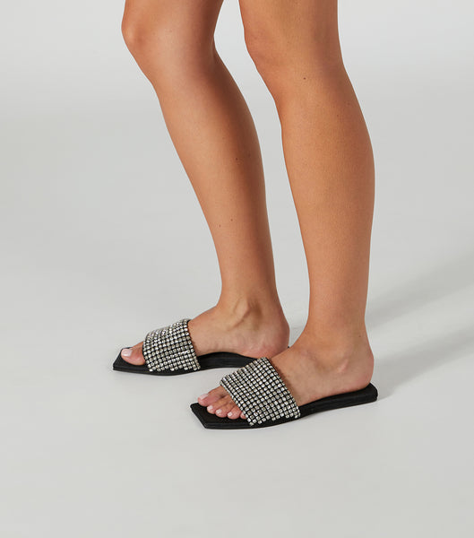Sandalias Tony Bianco Ellery Crystal/Black 1.5cm Negras | PARER22998