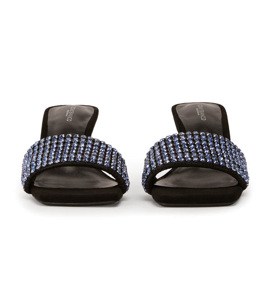 Tacones Brillantes Tony Bianco Amos Blue Crystal/Black Gamuza 6.5cm Azules Negras | AREAH54616