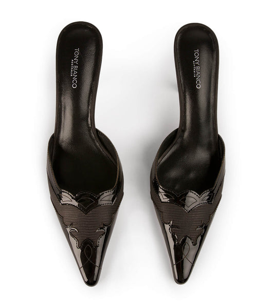 Tacones bajos Tony Bianco Shuga Black/Black Charol 8cm Negras | GAREC93426