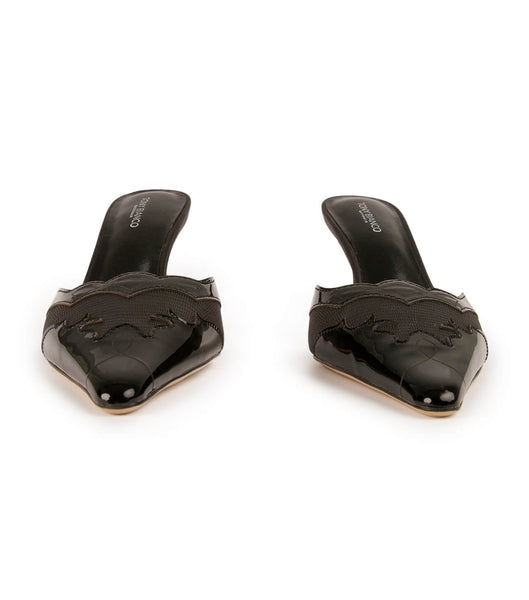 Tacones bajos Tony Bianco Shuga Black/Black Charol 8cm Negras | GAREC93426