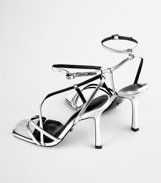 Tacones con tiras Tony Bianco Franci Silver Foil 10.5cm Plateadas | ARIIZ66431