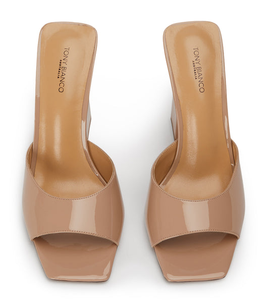 Tacones de evento Tony Bianco Naja Coco Charol 10.5cm Beige | SARVO89513