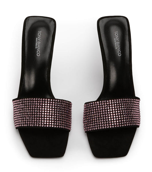 Tacones de evento Tony Bianco Naomi Pink Crystal/Black Gamuza 10.5cm Rosas Negras | ARJZR58573