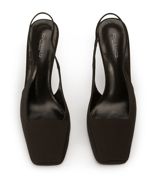Tacones de evento Tony Bianco Rue Black Crepe 10.5cm Negras | FARUI11200