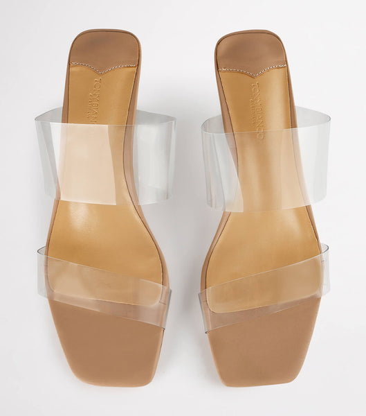 Tacones de evento Tony Bianco Sabelle Clear Vynalite/Skin Capretto 6.5cm Arena | ARJZR34679