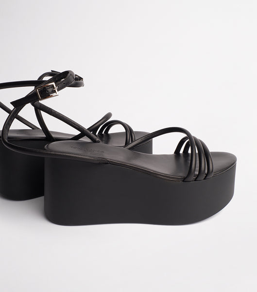 Zapatos Cuña Tony Bianco Tory Black Sheep Nappa 9.5cm Negras | UARND25956