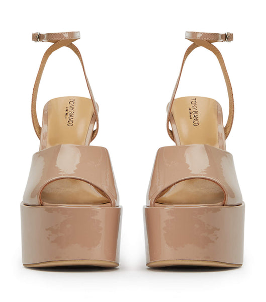 Zapatos Plataforma Tony Bianco Journey Coco Charol 15cm Beige | MARHR97163