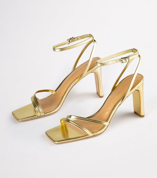 Zapatos Tacon Bloque Tony Bianco Corso Gold Nappa Metallic 8.5cm Doradas Metal | GARUC18039