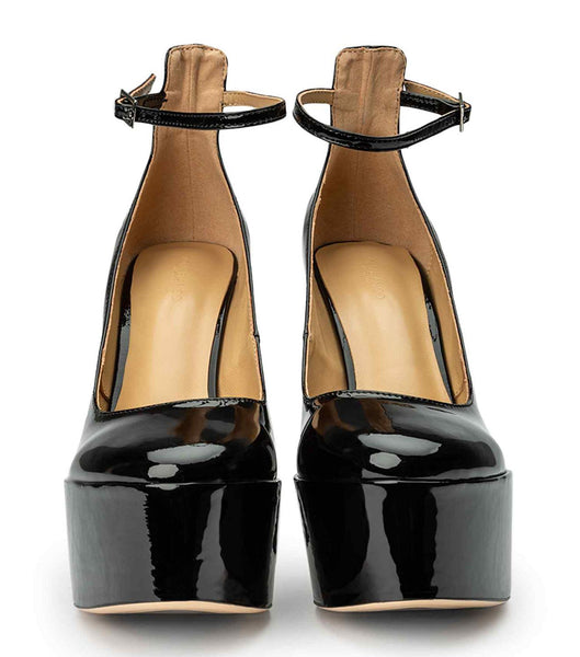 Zapatos Tacon Bloque Tony Bianco Jaguar Black Charol 14cm Negras | ARXBR12995