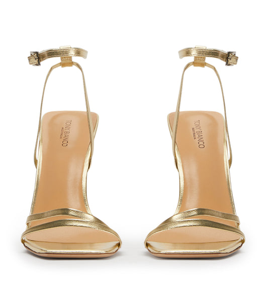 Zapatos Tacon Bloque Tony Bianco Nix Gold Nappa Metallic 10.5cm Doradas Metal | FARUI48877