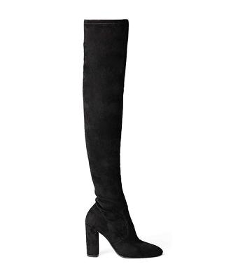 Botas de Tacon Tony Bianco Bloom Black Stretch Gamuza 9.5cm Negras | AARWC61319