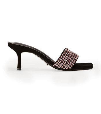 Tacones de evento Tony Bianco Amos Pink Crystal/Black Gamuza 6.5cm Rosas Negras | PARER71523