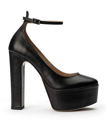 Zapatos Tacon Bloque Tony Bianco Jaguar Black Como 14cm Negras | DARKV78248